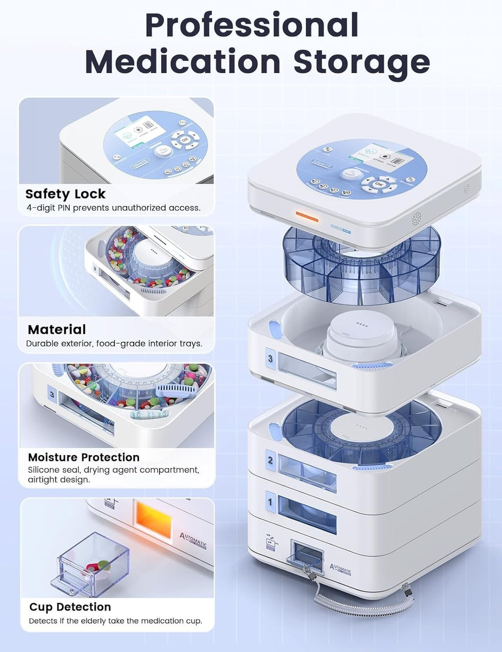 42-Day Smart Automatic Pill Dispenser with App Control, Upgraded LCD Display,...