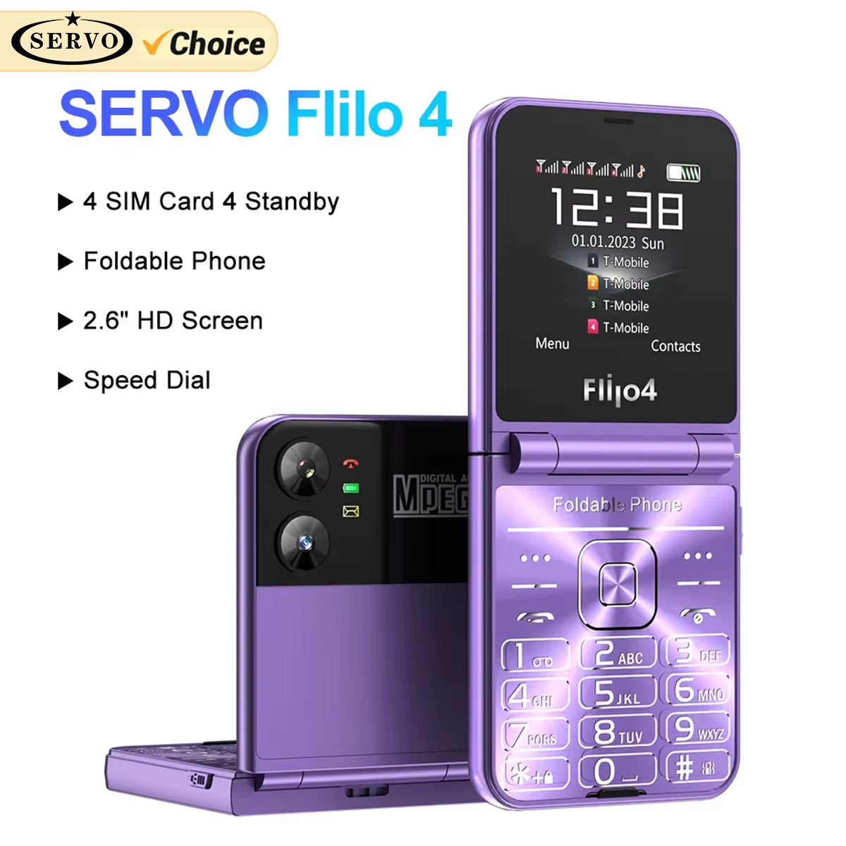 Flilo4 Flip Cellphone Four SIM Card GSM Cellular Network Flashlight Speed Dial Magic Voice Foldable Mobile Phone Low Price