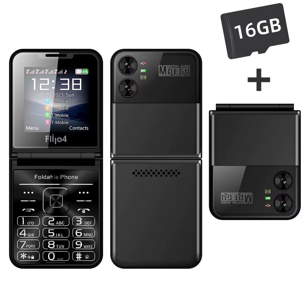 Flilo4 Flip Cellphone Four SIM Card GSM Cellular Network Flashlight Speed Dial Magic Voice Foldable Mobile Phone Low Price