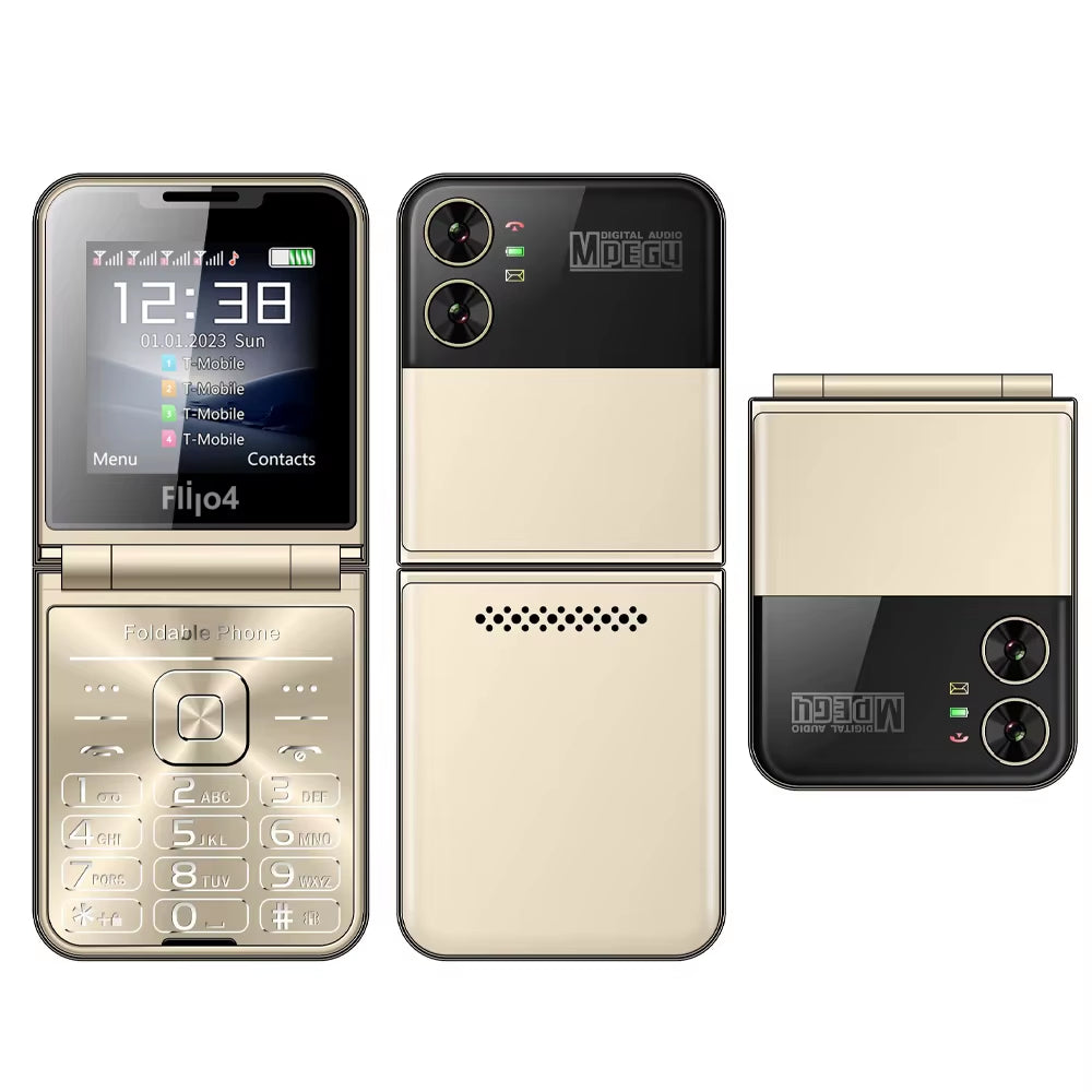 Flilo4 Flip Cellphone Four SIM Card GSM Cellular Network Flashlight Speed Dial Magic Voice Foldable Mobile Phone Low Price