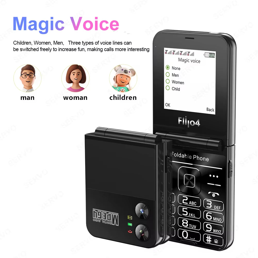 Flilo4 Flip Cellphone Four SIM Card GSM Cellular Network Flashlight Speed Dial Magic Voice Foldable Mobile Phone Low Price