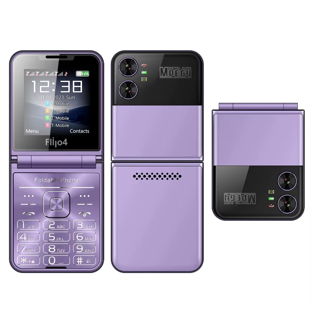 Flilo4 Flip Cellphone Four SIM Card GSM Cellular Network Flashlight Speed Dial Magic Voice Foldable Mobile Phone Low Price