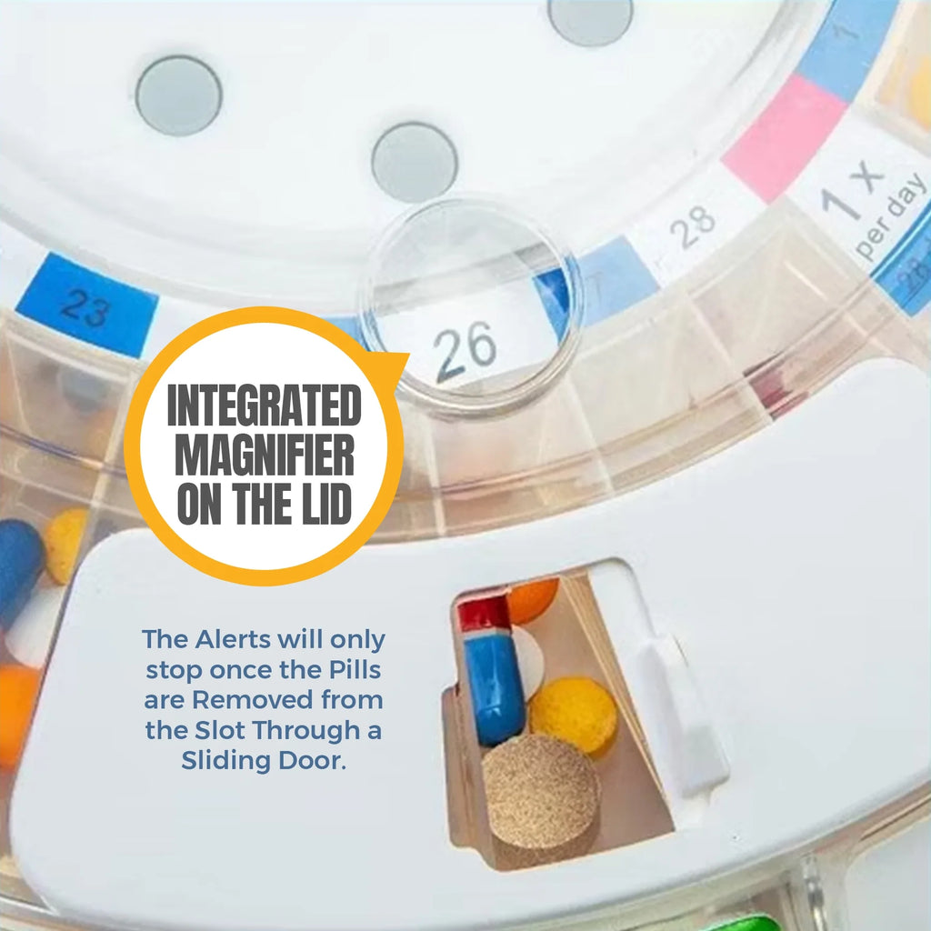 Automatic Pill Dispenser, LCD Display, Light & Sound Alarm, Plastic