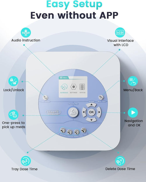 42-Day Smart Automatic Pill Dispenser with App Control, Upgraded LCD Display,...