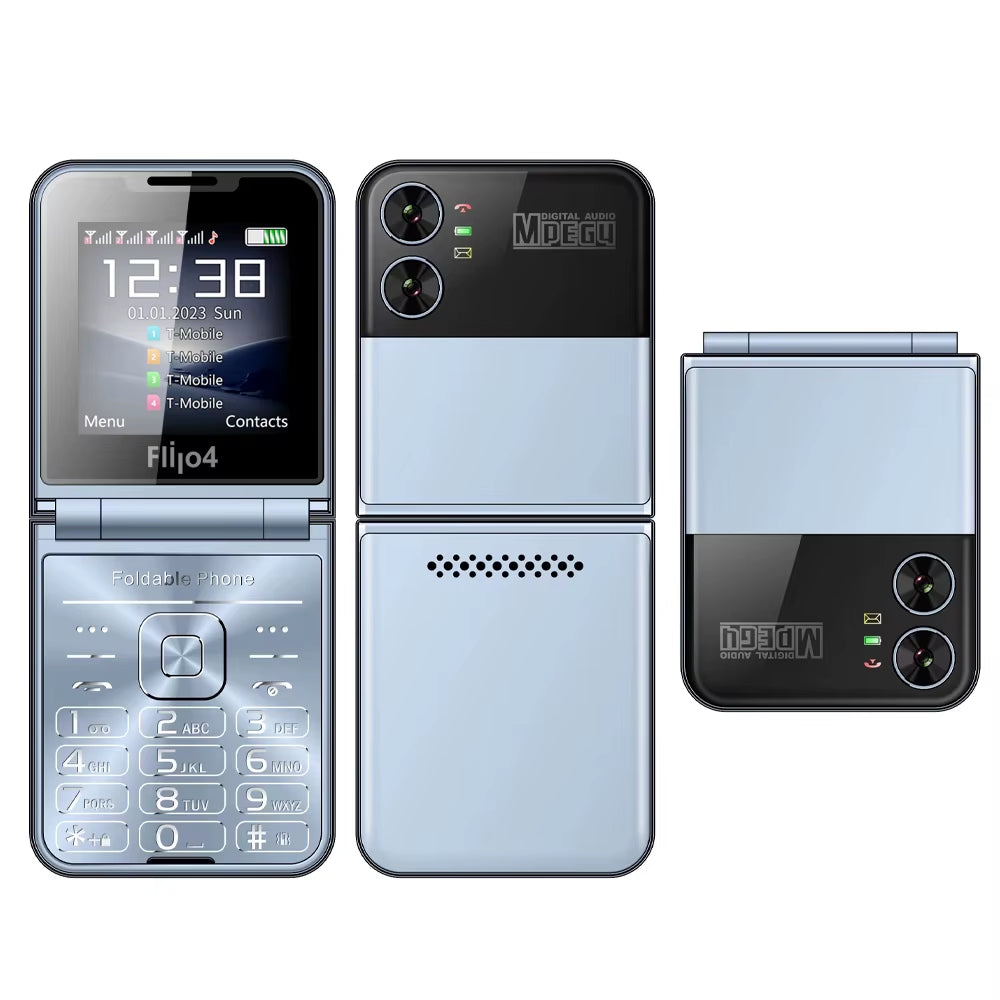 Flilo4 Flip Cellphone Four SIM Card GSM Cellular Network Flashlight Speed Dial Magic Voice Foldable Mobile Phone Low Price