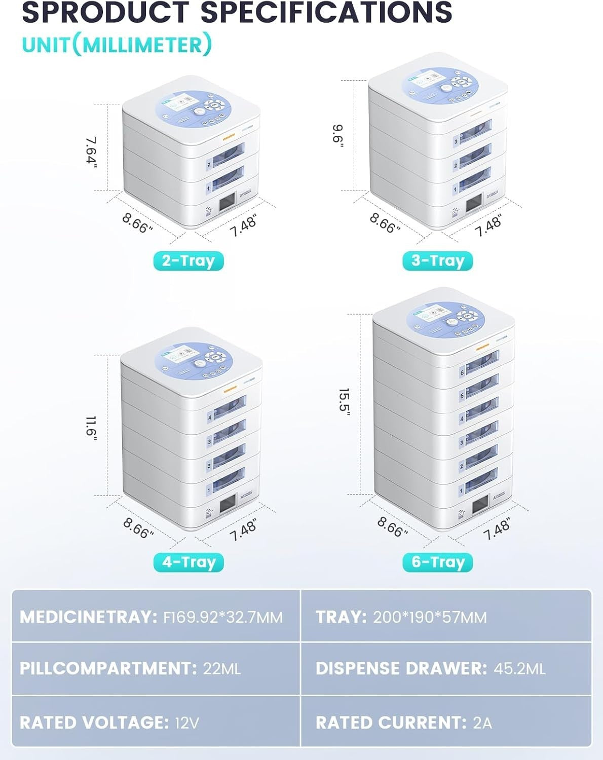 42-Day Smart Automatic Pill Dispenser with App Control, Upgraded LCD Display,...